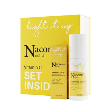 Nacomi Next Level Vitamin C zestaw rozświetlający tonik do twarzy (100 ml) + witamina C 15% (30 ml)