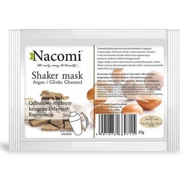 Nacomi Shaker Mask maska do twarzy Argan i Glinka Ghassoul (25 g)