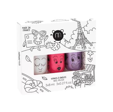 Nailmatic Kids City zestaw lakierów do paznokci Super 8ml + Kitty 8ml + Piglou 8ml