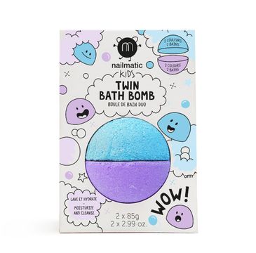 Nailmatic Kids Twin Bath Bomb podwójna kula do kąpieli dla dzieci Blue/Violet (170 g)