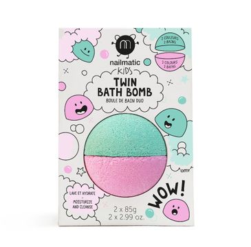 Nailmatic Kids Twin Bath Bomb podwójna kula do kąpieli dla dzieci Pink/Lagoon (170 g)