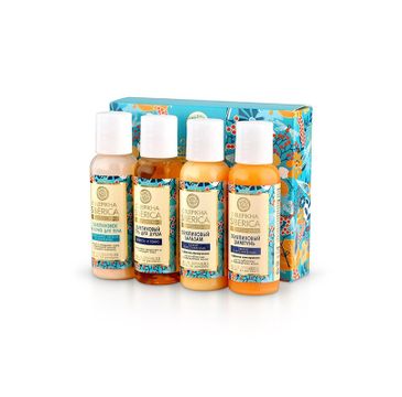 Natura Siberica Zestaw Oblepikha Hair Shampoo szampon 50ml + Hair Conditioner odżywka 50ml + Body Milk mleczko 50ml + Shower Gel żel 50ml