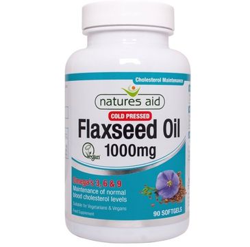 Natures Aid Flaxseed Oil 1000mg Omega 3. 6 & 9 suplement diety 90 kapsułek żelowych