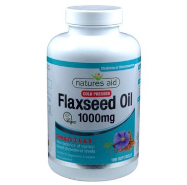 Natures Aid Flaxseed Oil 1000mg suplement diety 180 kapsułek żelowych