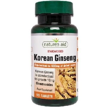 Natures Aid Korean Ginseng 600mg suplement diety 90 tabletek