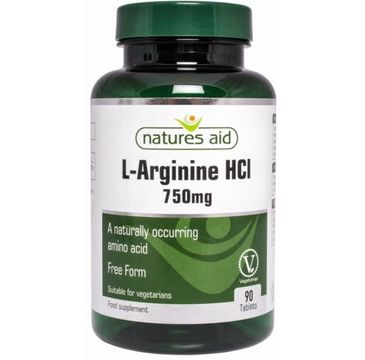 Natures Aid L-Arginina HCL 750mg suplement diety 90 tabletek