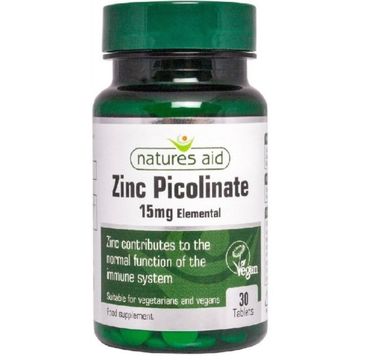 Natures Aid Zinc Picolinate 15mg suplement diety 30 tabletek