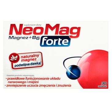 NeoMag Forte suplement diety wspomagający prawidłowe funkcjonowanie układu nerwowego i mięśni 30 tabletek