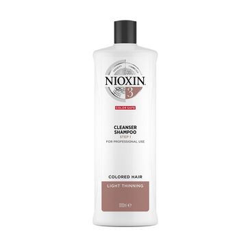 Nioxin System 3 Cleanser Shampoo oczyszczający szampon do włosów farbowanych lekko przerzedzonych (1000 ml)
