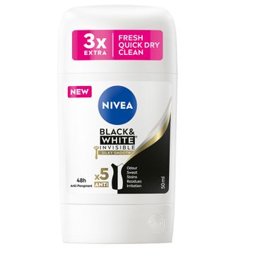 Nivea Black&White Invisible Silky Smooth antyperspirant w sztyfcie (50 ml)