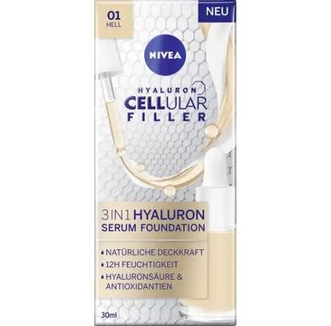 Nivea Cellular Filler 3in1 Hyaluron Serum Foundation podkład do twarzy 01 Hell (30 ml)