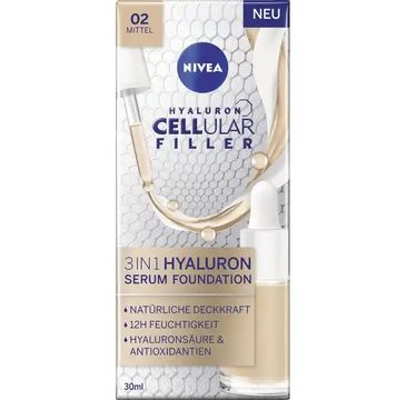 Nivea Cellular Filler 3in1 Hyaluron Serum Foundation podkład do twarzy 02 Mittel (30 ml)