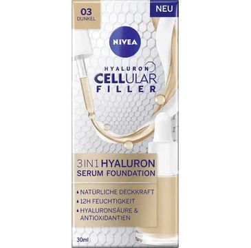 Nivea Cellular Filler 3in1 Hyaluron Serum Foundation podkład do twarzy 03 Dunkel (30 ml)