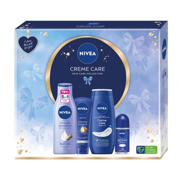 Nivea Creme Care zestaw krem do rąk 100ml + żel pod prysznic 250ml + antyperspirant roll-on 50ml + wygładzające mleczko do ciała 250ml