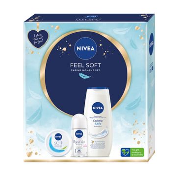 Nivea Feel Soft zestaw antyperspirant roll-on 50ml + krem intensywnie nawilżający 100ml + żel pod prysznic 250ml