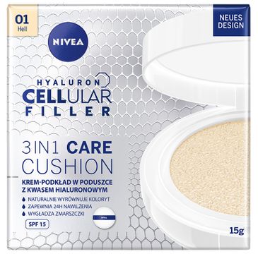 Nivea Hyaluron Cellular Filler 3in1 Care Cushion pielęgnujący krem-podkład w poduszce SPF15 01 Light (15 g)