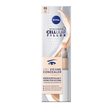 Nivea Hyaluron Cellular Filler 3In1 Eye Care Concealer krem korygujący cienie pod oczami 01 Light (4 ml)