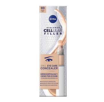 Nivea Hyaluron Cellular Filler 3In1 Eye Care Concealer krem korygujący cienie pod oczami 03 Dark (4 ml)