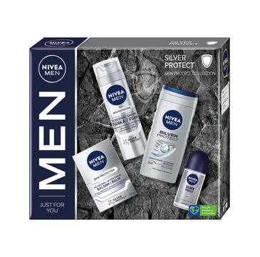 Nivea Men Silver Protect zestaw pianka do golenia 200ml + balsam po goleniu 100ml + antyperspirant roll-on 50ml + żel pod prysznic 250ml