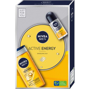 Nivea Men Zestaw prezentowy Active Energy (deo roll-on 50ml+żel pod prysznic 250ml)