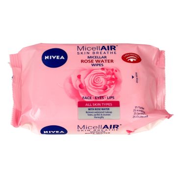 Nivea Micell Air Skin Breathe Chusteczki micelarne z Wodą Różaną 1 op. - 25 szt.