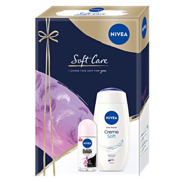 Nivea Zestaw prezentowy Soft Care żel pod prysznic Creme Soft 250ml+deo roll-on Black&White 50ml (1 szt.)