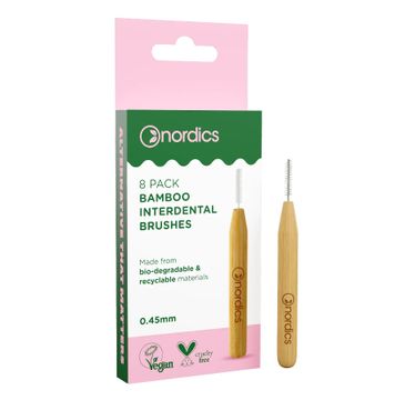 Nordics Bamboo Interdental Brushes bambusowe szczoteczki do czyszczenia przestrzeni międzyzębowej 0.45mm 8szt