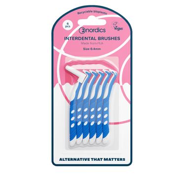 Nordics L-shaped Interdental Brushes bioplastyczne szczoteczki do czyszczenia przestrzeni międzyzębowej 0.4mm 6szt.