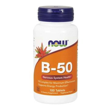 Now Foods B-50 Kompleks witamin B suplement diety 100 tabletek