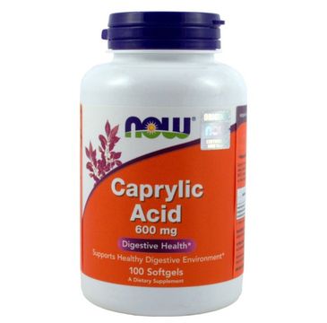 Now Foods Caprylic Acid kwas kaprylowy 600mg suplement diety 100 kapsułek