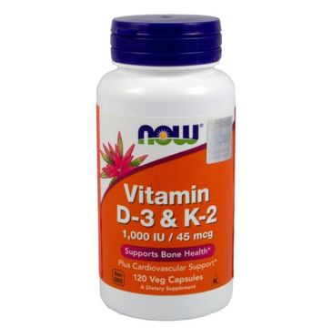 Now Foods Witamin D-3 + K2 suplement diety 120 kapsułek