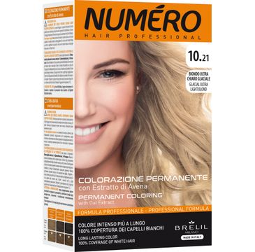 NUMERO Permanent Coloring farba do włosów 10.21 Glacial Ultra Light Blonde 140ml
