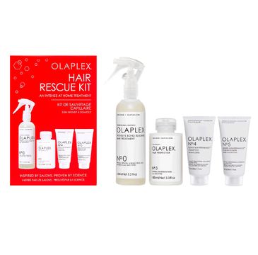Olaplex Hair Rescue Kit zestaw do profesjonalnej regeneracji zniszczonych włosów No.0 (155 ml) + No.3 (100 ml) + No.4 (30 ml) + No.5 (30 ml)
