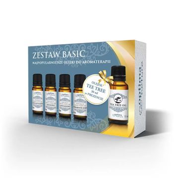 Optima Natura Basic zestaw olejek eteryczny Eukaliptusowy 10ml + olejek eteryczny Sosnowy 10ml + olejek eteryczny Lawendowy 10ml + olejek eteryczny Pomarańczowy 10ml + olejek eteryczny Drzewo Herbaciane 30ml