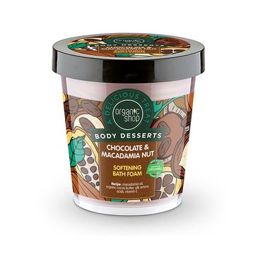 Organic Shop Body Desserts pianka do kąpieli zmiękczająca chocolate & macadamia (450 ml)