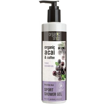 Organic Shop Organic Acai & Coffee Sport Shower Gel sportowy żel pod prysznic o zapachu brazylijskich jagód acai 280ml