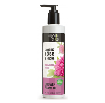 Organic Shop Organic Rose & Jojoba Shower Foamy Oil olejek pod prysznic Róża Damasceńska (280 ml)