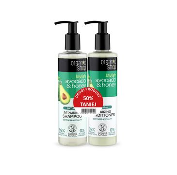 Organic Shop – Zestaw szampon+odżywka do włosów odbudowujący Awokado