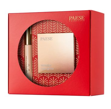 Paese Jingle Bright zestaw Wonder Highlighter rozświetlacz do twarzy (7.5 g) + Eyegasm tusz do rzęs z odżywką (8 ml)