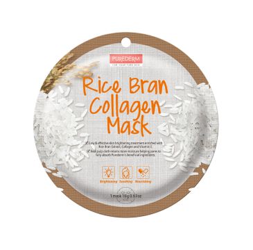 Purederm Rice Bran Collagen Mask maseczka kolagenowa w płacie Ryż (18 g)