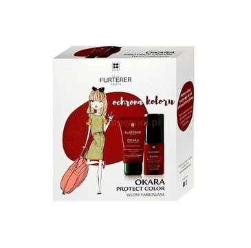 Rene Furterer Zestaw Okara Protect Color szampon do włosów wzmacniający kolor 50ml + odżywka w sprayu wzmacniająca kolor 50ml