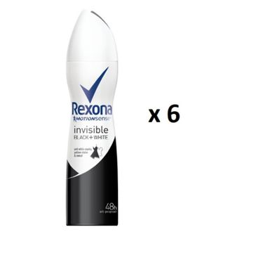 Rexona Invisible Black + White Anti-Perspirant 48h antyperspirant spray 6x150ml
