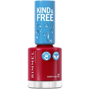 Rimmel Kind & Free wegański lakier do paznokci 156 Poppy Pop Red (8 ml)