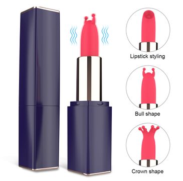 S-HANDE Lipstick dyskretny wibrator w etui z wymiennymi końcówkami z 9 trybami wibracji Black