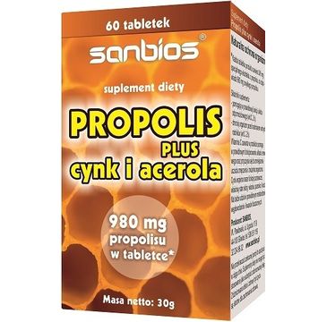 Sanbios Propolis Plus cynk i acerola 60 tabletek