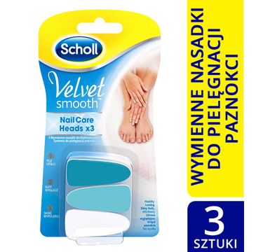 Scholl Velvet Smooth wymienne nasadki do elektronicznego systemu do pielęgnacji paznokci 3 szt.