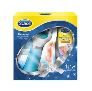 Scholl Velvet Smooth zestaw "Wet&Dry" pilnik do stóp na baterie + krem regenerujący do suchej skóry 60ml