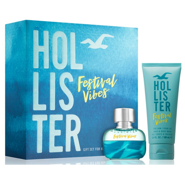 Hollister – Festival Vibes - zestaw dla mężczyzn - woda toaletowa (50ml) + żel pod prysznic (100ml)