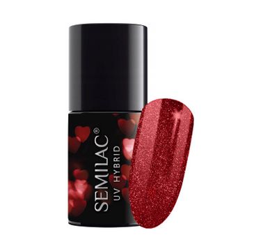 Semilac – Lakier hybrydowy do paznokci 318 Valentine Burgundy Red Glitter (7 ml)