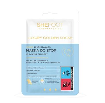 SheFoot Laboratories Luxury Golden Socks złota zmiękczająca maska do stóp w formie skarpet (1 para)